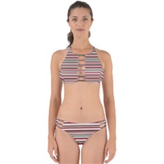 Christmas Stripes Pattern Perfectly Cut Out Bikini Set by patternstudio