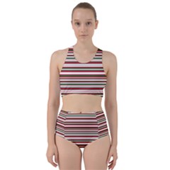 Christmas Stripes Pattern Racer Back Bikini Set by patternstudio