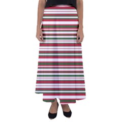 Christmas Stripes Pattern Flared Maxi Skirt by patternstudio