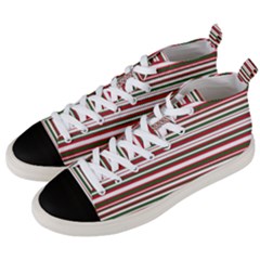 Christmas Stripes Pattern Men s Mid-top Canvas Sneakers by patternstudio