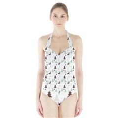 Reindeer Tree Forest Halter Swimsuit