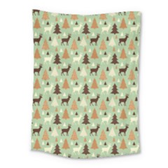 Reindeer Tree Forest Art Medium Tapestry by patternstudio