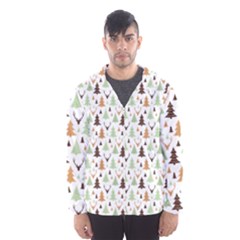 Reindeer Christmas Tree Jungle Art Hooded Wind Breaker (men) by patternstudio