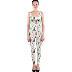 Reindeer Christmas Tree Jungle Art Onepiece Catsuit by patternstudio