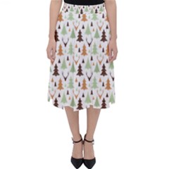 Reindeer Christmas Tree Jungle Art Folding Skater Skirt by patternstudio