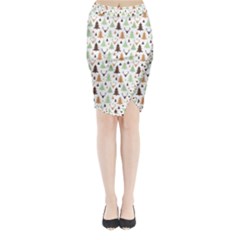 Reindeer Christmas Tree Jungle Art Midi Wrap Pencil Skirt by patternstudio