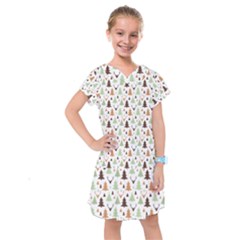 Reindeer Christmas Tree Jungle Art Kids  Drop Waist Dress by patternstudio