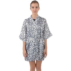 Wavy Intricate Seamless Pattern Design Quarter Sleeve Kimono Robe by dflcprints