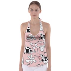 Fresh Milk Cow Pattern Babydoll Tankini Top by Bigfootshirtshop