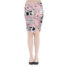 Fresh Milk Cow Pattern Midi Wrap Pencil Skirt by Bigfootshirtshop