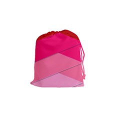 Geometric Shapes Magenta Pink Rose Drawstring Pouches (small)  by Celenk