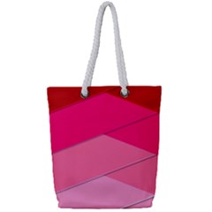 Geometric Shapes Magenta Pink Rose Full Print Rope Handle Tote (small) by Celenk