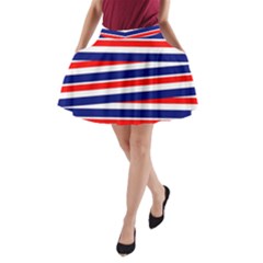 Red White Blue Patriotic Ribbons A-line Pocket Skirt by Celenk