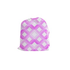 Geometric Chevrons Angles Pink Drawstring Pouches (small)  by Celenk