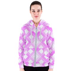 Geometric Chevrons Angles Pink Women s Zipper Hoodie by Celenk