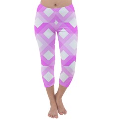 Geometric Chevrons Angles Pink Capri Winter Leggings  by Celenk