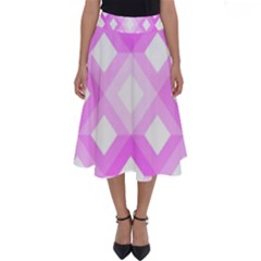 Geometric Chevrons Angles Pink Perfect Length Midi Skirt by Celenk