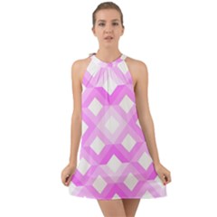 Geometric Chevrons Angles Pink Halter Tie Back Chiffon Dress by Celenk