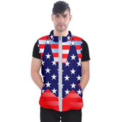 Patriotic American Usa Design Red Men s Puffer Vest