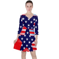 Patriotic American Usa Design Red Ruffle Dress
