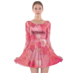 Pink Hearts Pattern Long Sleeve Skater Dress by Celenk