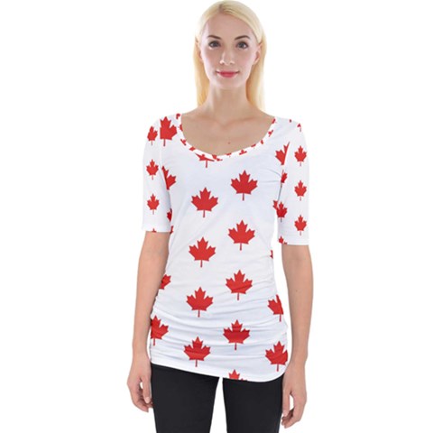 Maple Leaf Canada Emblem Country Wide Neckline Tee by Celenk