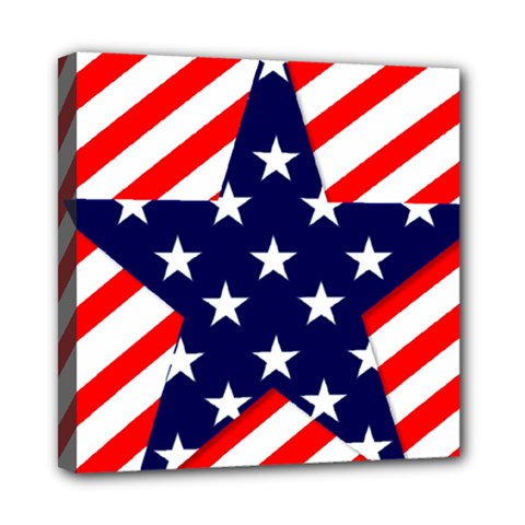 Patriotic Usa Stars Stripes Red Mini Canvas 8  X 8  by Celenk