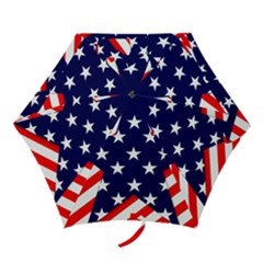 Patriotic Usa Stars Stripes Red Mini Folding Umbrellas by Celenk