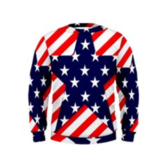 Patriotic Usa Stars Stripes Red Kids  Sweatshirt by Celenk