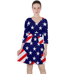 Patriotic Usa Stars Stripes Red Ruffle Dress
