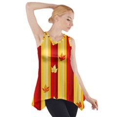 Autumn Fall Leaves Vertical Side Drop Tank Tunic by Celenk