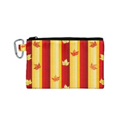 Autumn Fall Leaves Vertical Canvas Cosmetic Bag (small)
