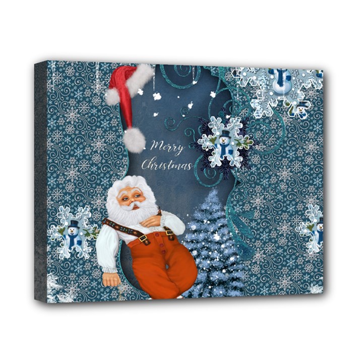 Funny Santa Claus With Snowman Canvas 10  x 8 