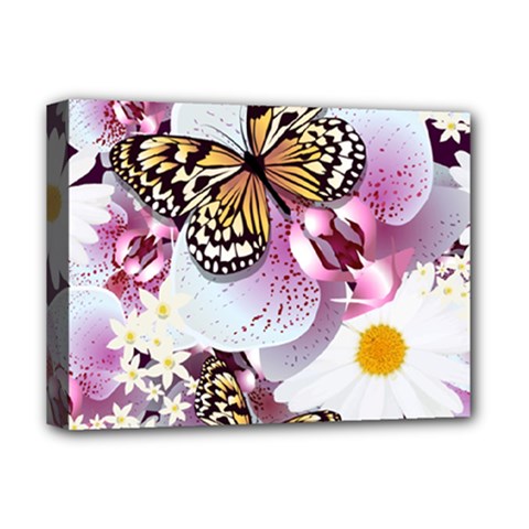 Butterflies With White And Purple Flowers  Deluxe Canvas 16  x 12  