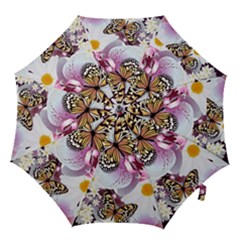 Butterflies With White And Purple Flowers  Hook Handle Umbrellas (Large)