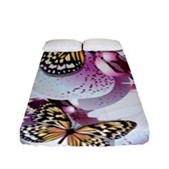 Butterflies With White And Purple Flowers  Fitted Sheet (Full/ Double Size)
