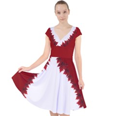 Canada Maple Leaf Art Cap Sleeve Front Wrap Midi Dress