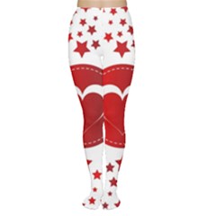 Monogram Heart Pattern Love Red Women s Tights