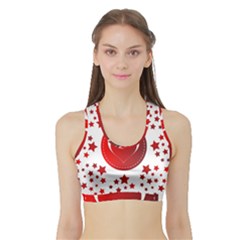 Monogram Heart Pattern Love Red Sports Bra With Border by Celenk