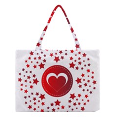 Monogram Heart Pattern Love Red Medium Tote Bag by Celenk