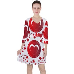 Monogram Heart Pattern Love Red Ruffle Dress