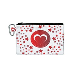 Monogram Heart Pattern Love Red Canvas Cosmetic Bag (small)