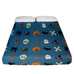 Halloween Cats Pumpkin Pattern Bat Fitted Sheet (california King Size) by Celenk