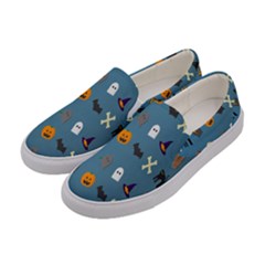 Halloween Cats Pumpkin Pattern Bat Women s Canvas Slip Ons by Celenk