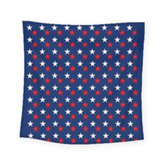 Patriotic Red White Blue Stars Blue Background Square Tapestry (small) by Celenk