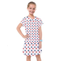 Patriotic Red White Blue Stars Usa Kids  Drop Waist Dress by Celenk