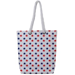 Patriotic Red White Blue Stars Usa Full Print Rope Handle Tote (small) by Celenk