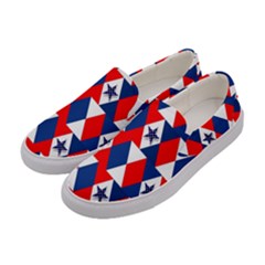 Patriotic Red White Blue 3d Stars Women s Canvas Slip Ons by Celenk