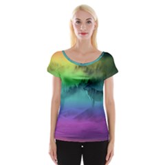 Yellowstone Wolfs Sunset Cap Sleeve Tops by PodArtist