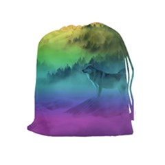 Yellowstone Wolfs Sunset Drawstring Pouches (extra Large) by PodArtist